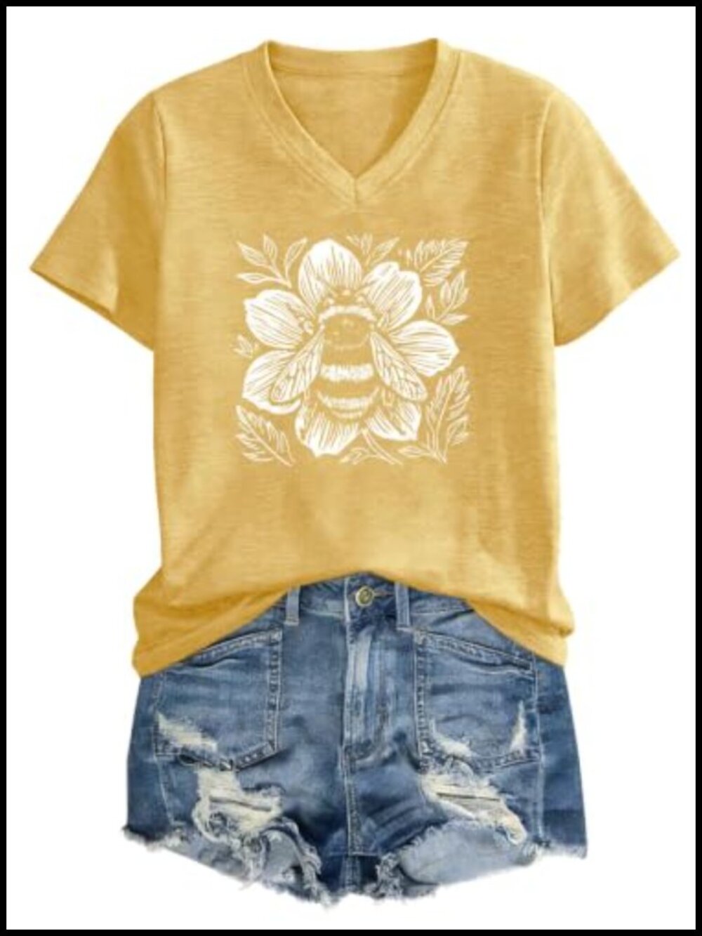 Womens V-Neck Floral Graphic T-Shirt Cotton Blend Short Sleeve Boho Tee